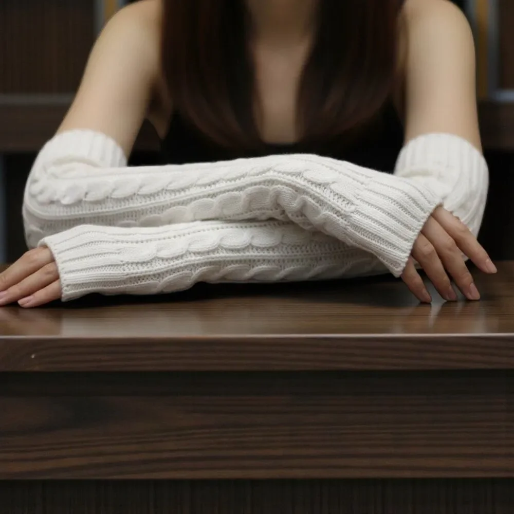 Boho Ivory Cable Knit Arm Warmers | NWT Chunky Extra Long Fingerless Gloves